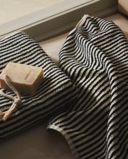 ZARA HOME ПОЛОТЕНЦЕ В ПОЛОСКУ, ЧЕРНЫЙ