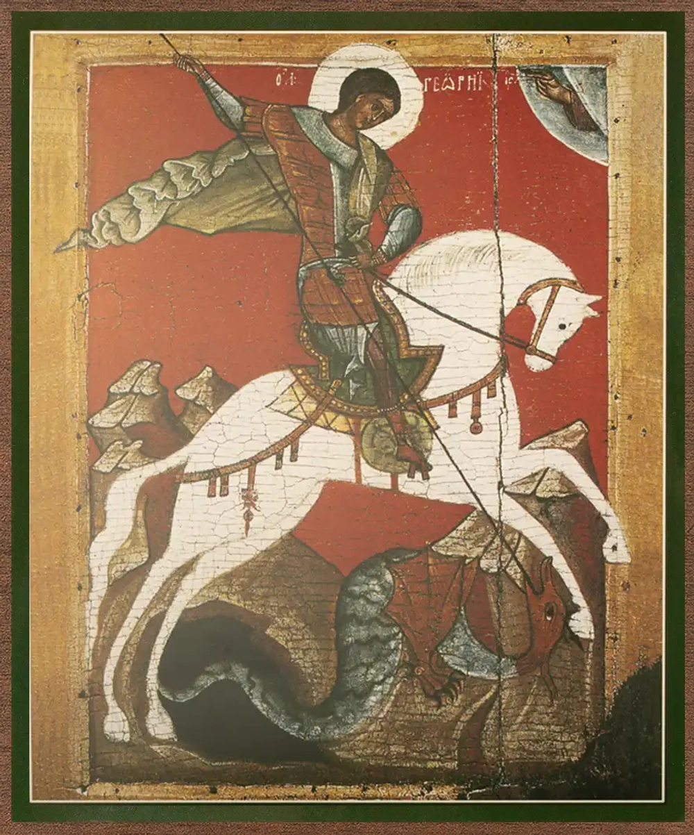 Икона "Георгий Победоносец" (на коне) 15х18 на МДФ-6