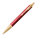 Подарочный набор: Шариковая ручка Parker IM Premium K318 Red GT, цвет чернил синий и красный недатированный ежедневник с золотым срезом