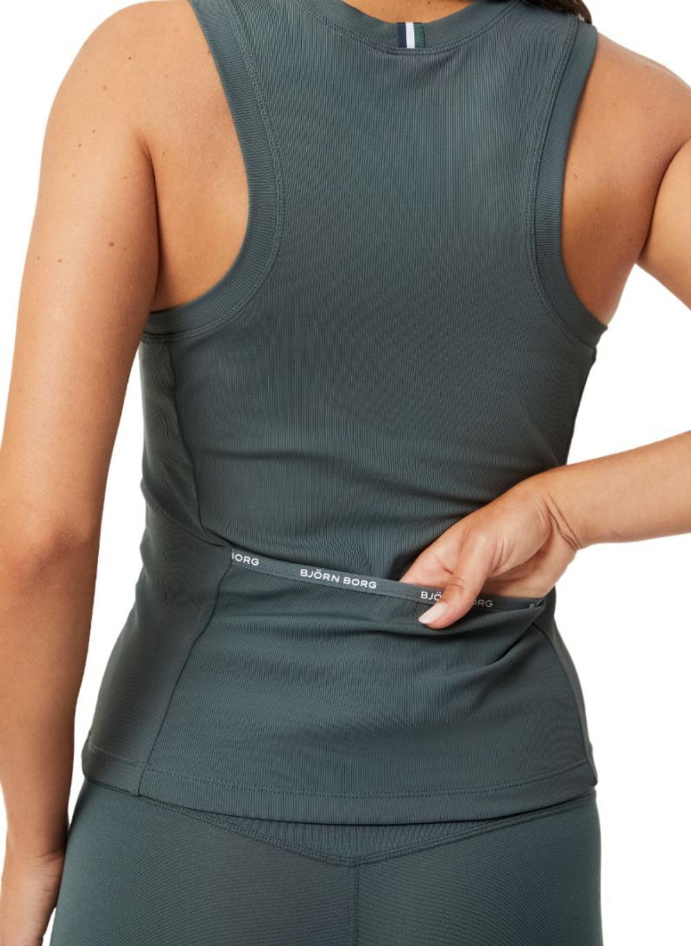 Женский топ теннисный Björn Borg Ace Rib Tank Pocket - серый