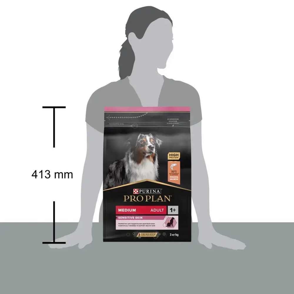 Pro plan opti derma medium сухой корм для взрослых собак средних пород при чувствительной коже с лососем - 3 кг