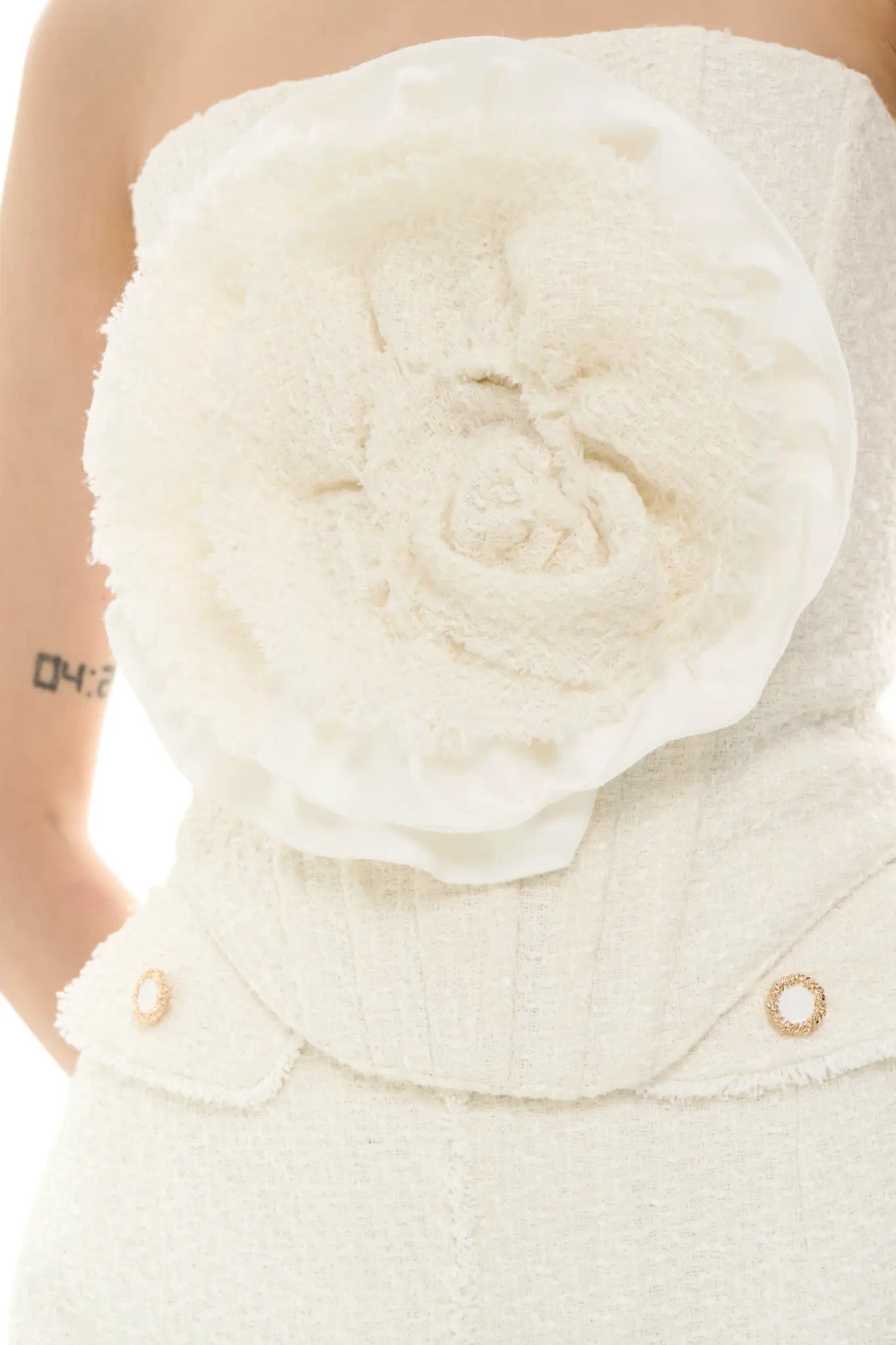 Юбка-миди с разрезом молочная