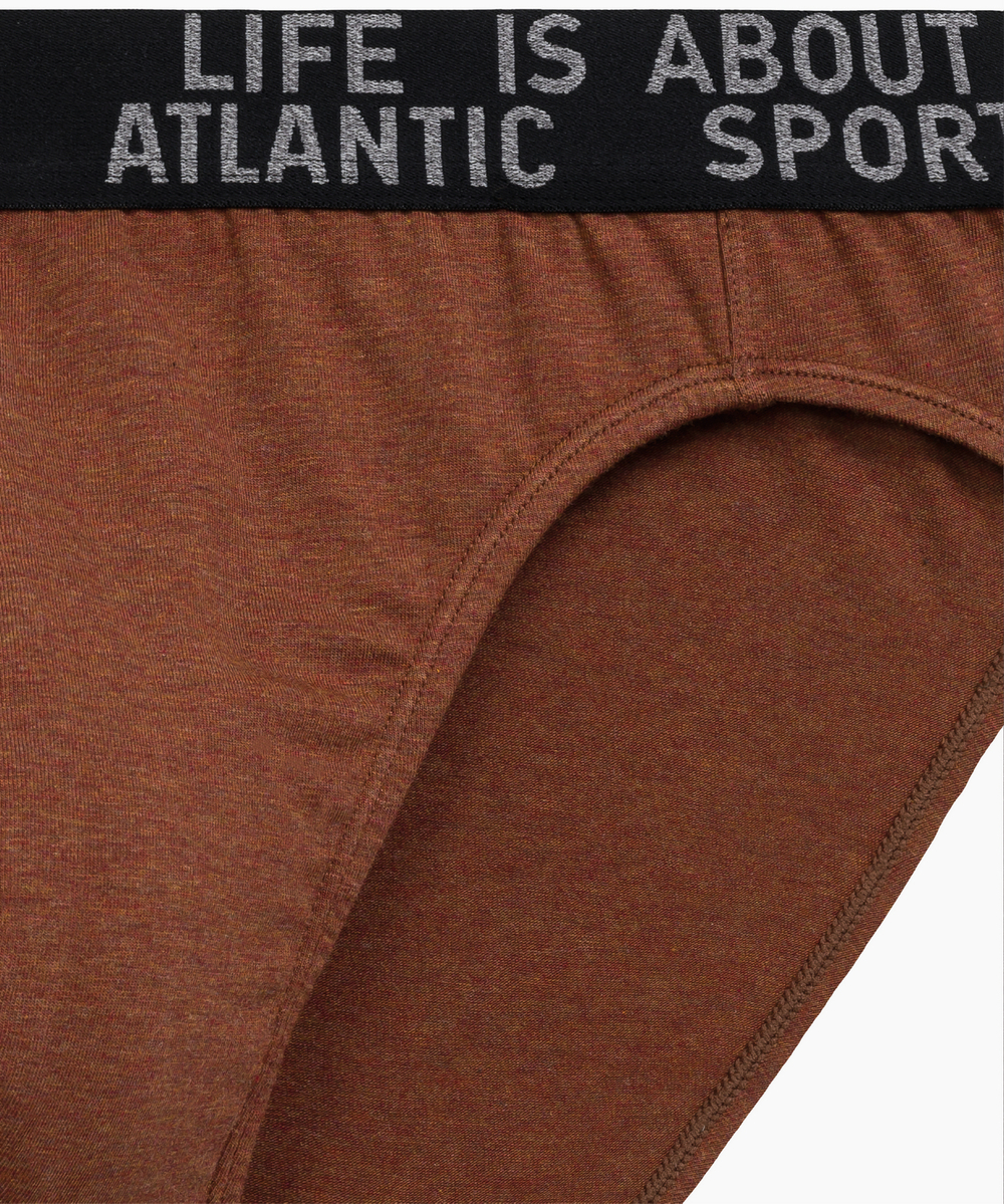 Мужские трусы слипы спорт Atlantic, набор 3 шт., хлопок, тёмно-серый меланж + медно-багряный меланж + коричневый меланж, 3MP-209