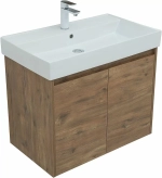 Тумба с раковиной Aquanet Nova Lite 75 с зеркалом, 2 дверцы дуб рустикальный