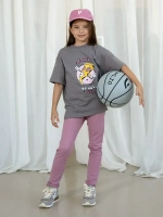 Костюм спортивный для девочки, футболка и леггинсы
