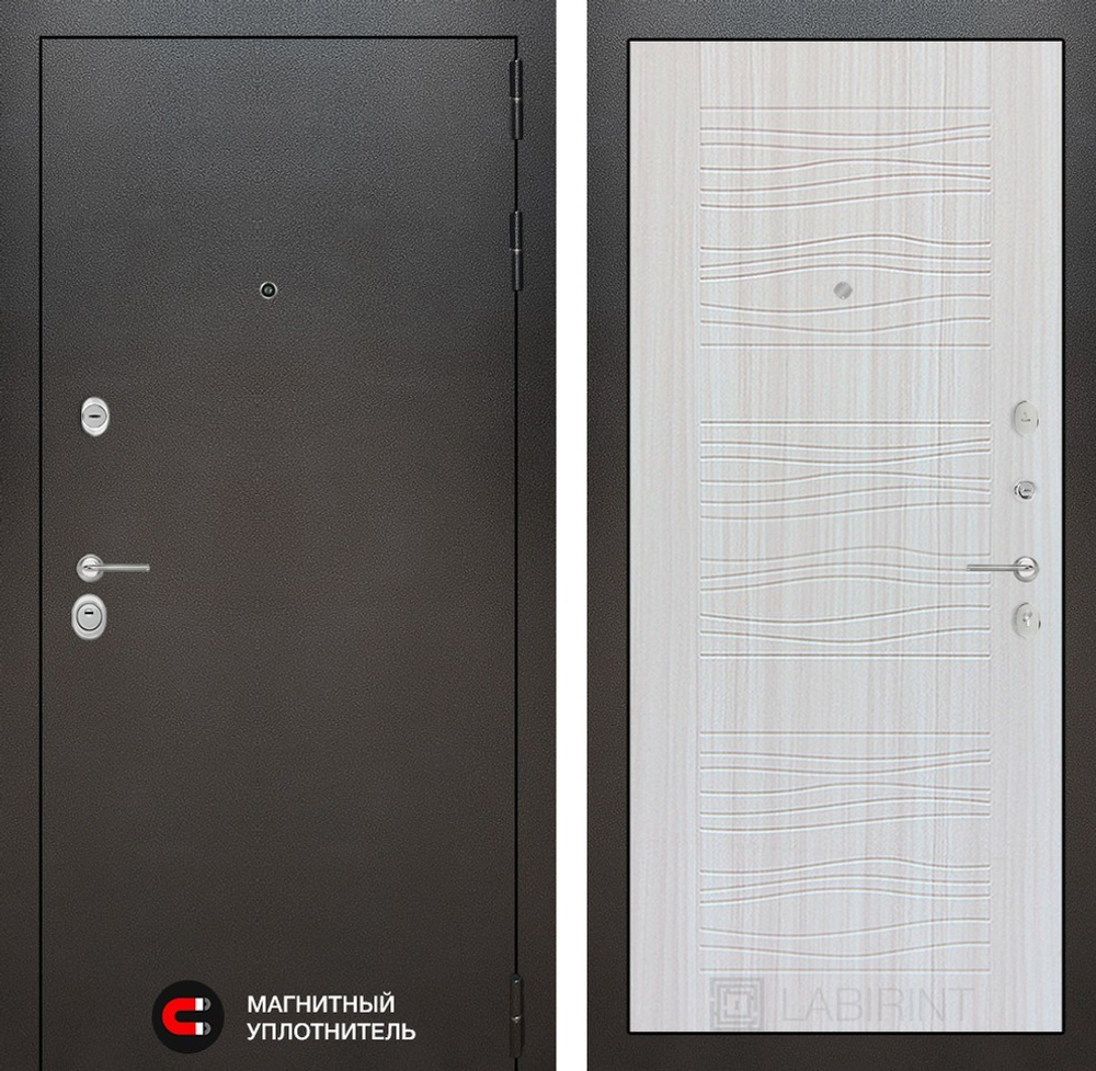 Входная металлическая дверь в квартиру с шумоизоляцией Лабиринт Silver (Сильвер)  06 - Сандал светлый