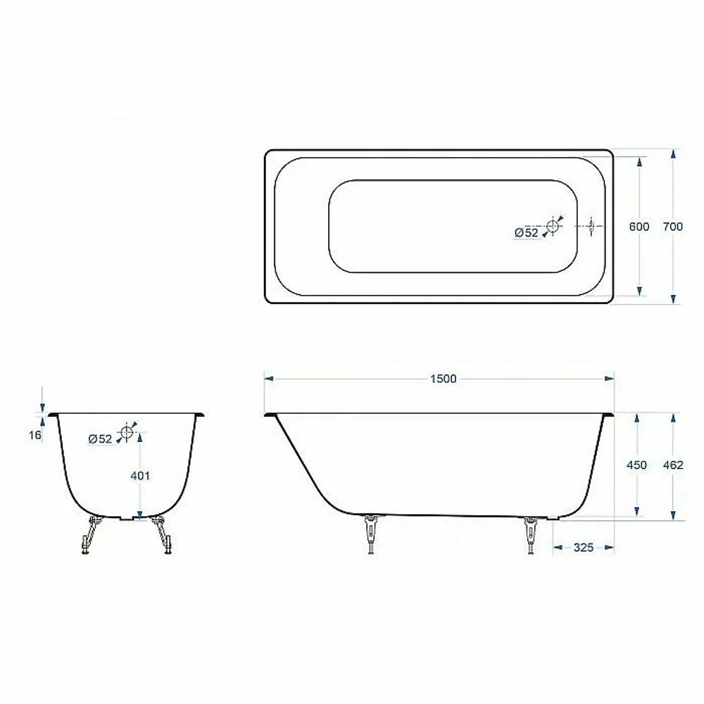 Ванна чугунная Delice Aurora Elite DLR230603R 150х70 белая