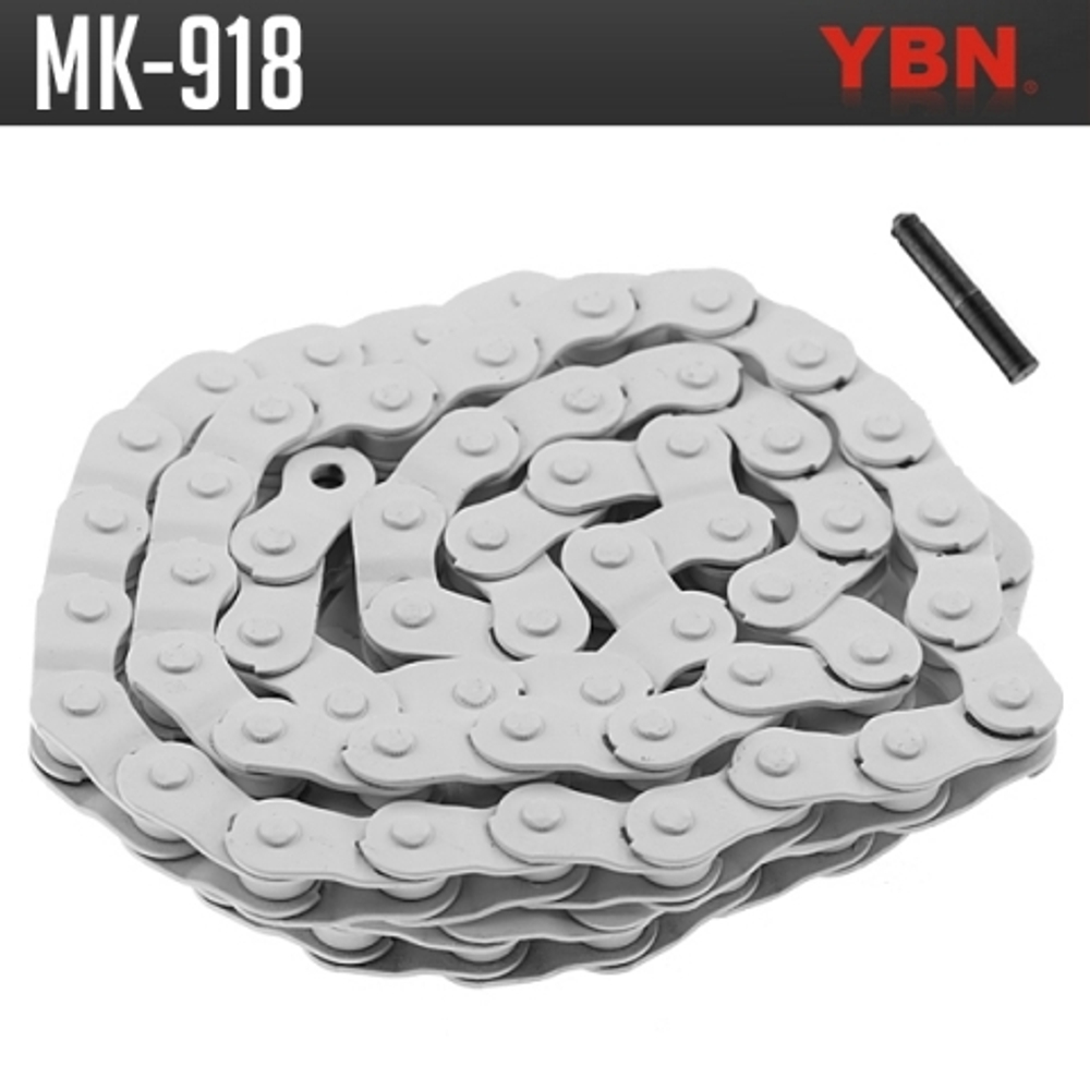 Цепь YABAN MK-918 White1/2"x1/8", 100зв., звенья расположены в виде черепицы, белая, BOX.