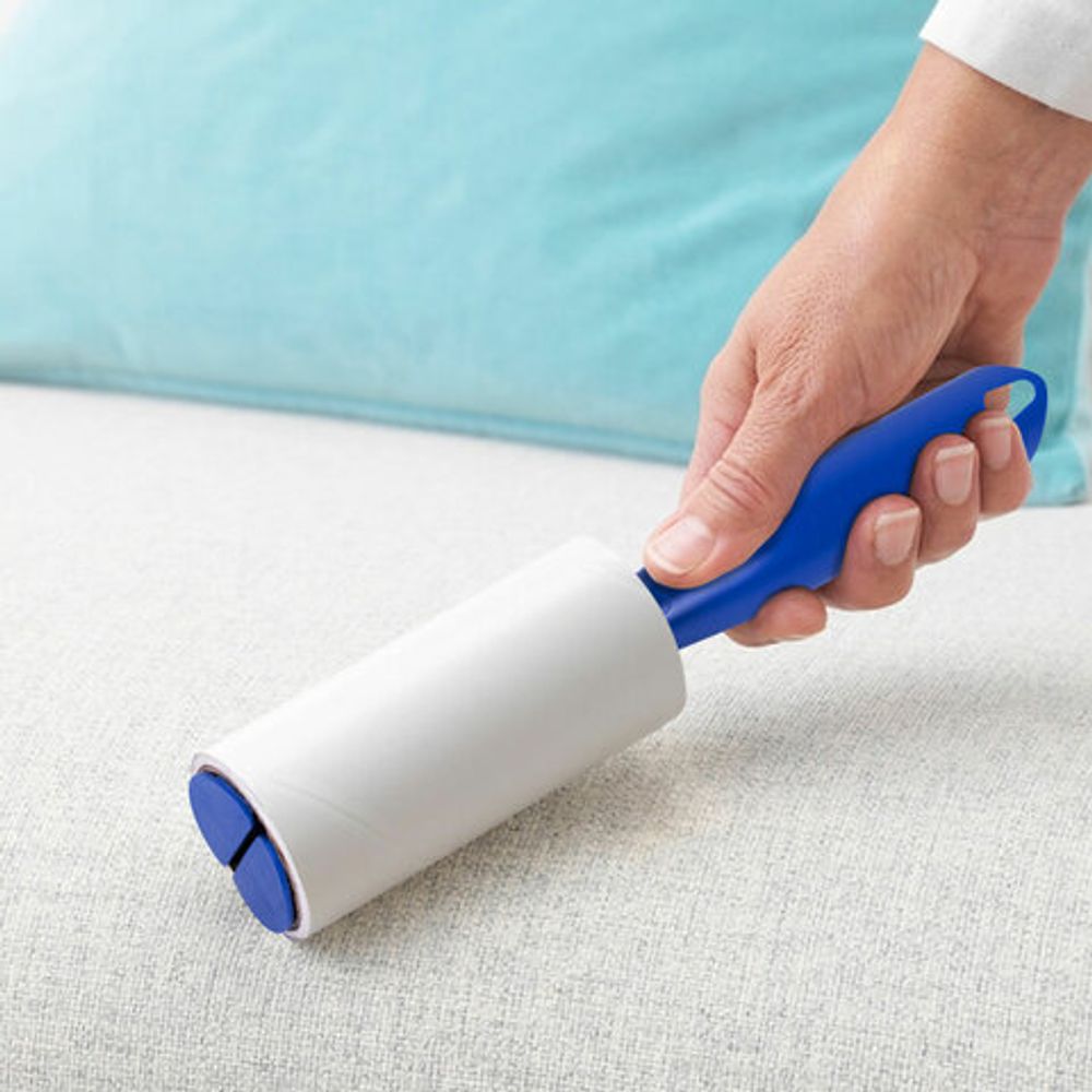 Ролик для чистки одежды / мебели от шерсти, ворсинок, пыли, волос + 12 сменных блоков по 50 листов, суперлипкий, LAIMA, 608385