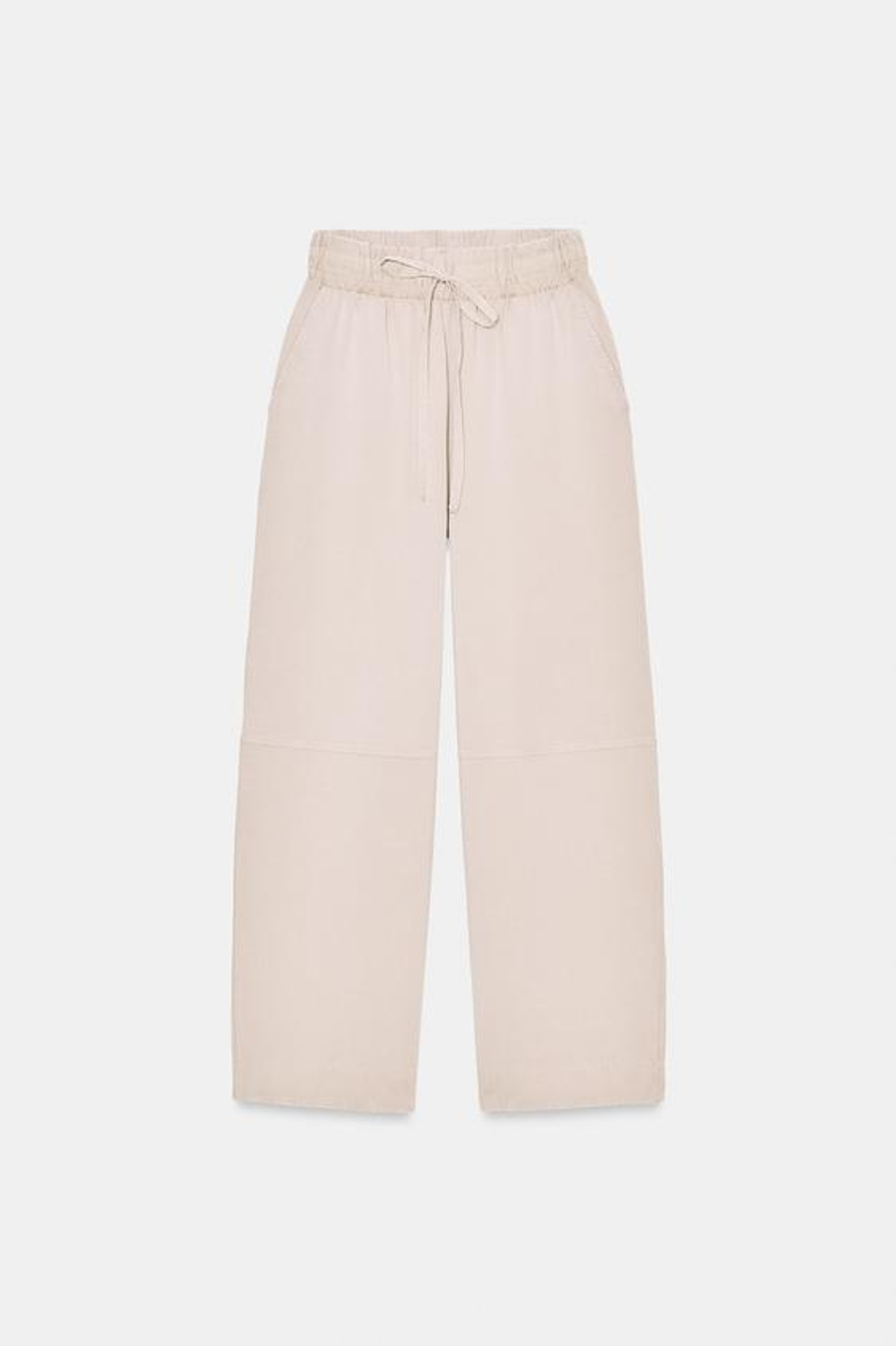 ZARA БРЮКИ WIDE-LEG ИЗ ПЛОТНОГО ХЛОПКА, СВЕТЛЫЙ СЕРО-КОРИЧНЕВЫЙ