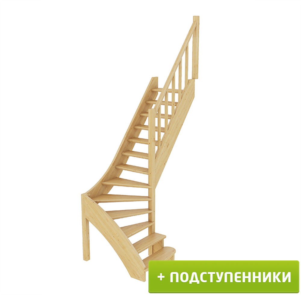 Лестница на второй этаж ЛС-07м/4 Правая с подступенками под покраску
