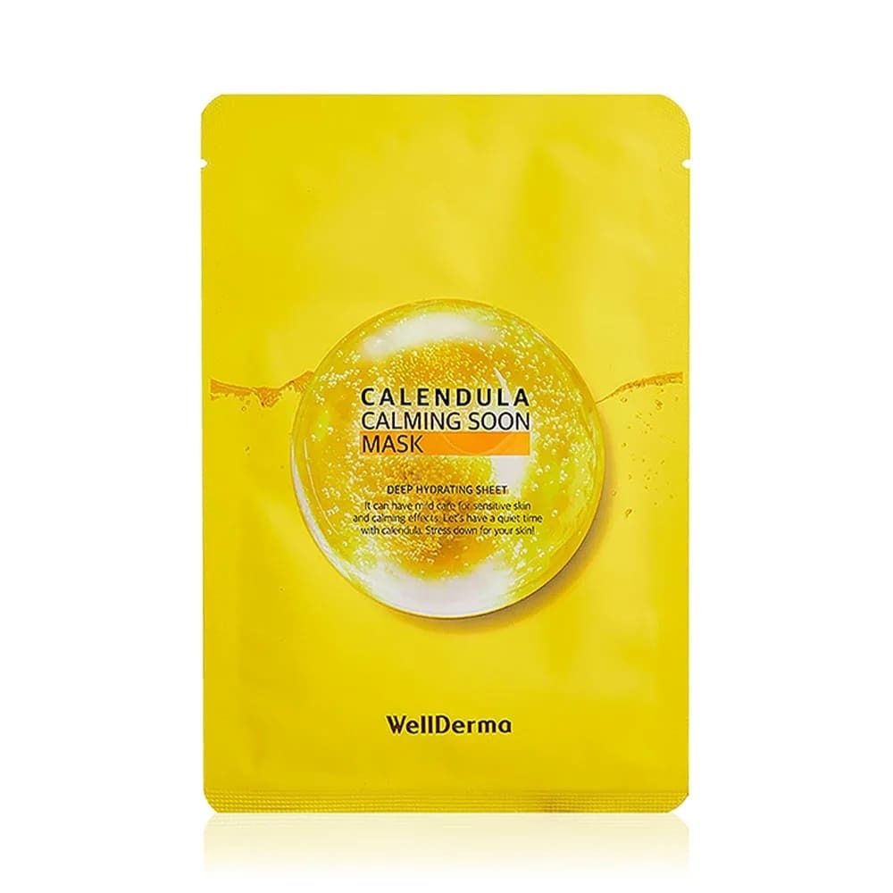 Маска для лица WellDerma Calendula Calming Soon тканевая с экстрактом календулы Mask 30 мл