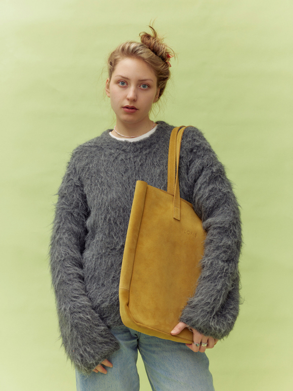 сумка шоппер желтый замша