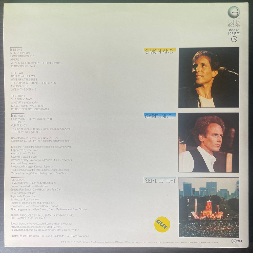 Simon And Garfunkel - The Concert In Central Park 2LP (Голландия 1982г.)