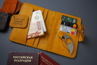 Обложка для паспорта и автодокументов (нат. кожа, цвет рыжий) EDC Shokuroff knives коготь