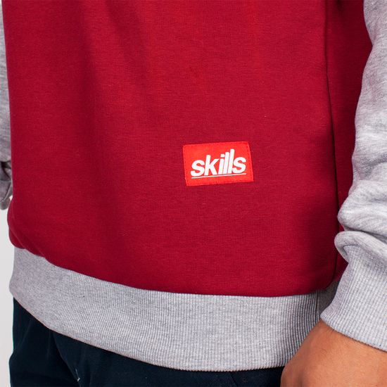 СВИТШОТ SKILLS  SCRIPT LOGO 2  CREWNECK (BURGUNDY/LIGHT-GREY)