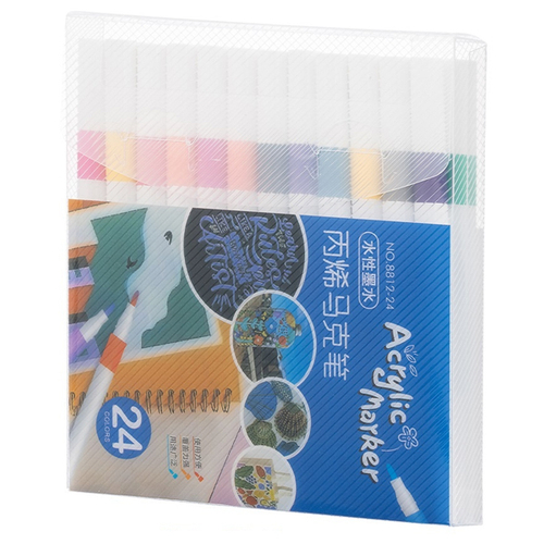 Маркеры в наборе акриловые 24цв 1.0-2.4мм вент колп пласт пенал