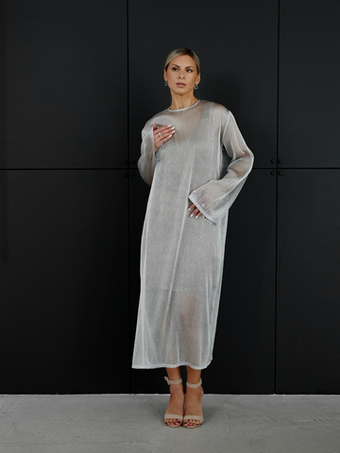 Платье из сетки в серебре оверсайз