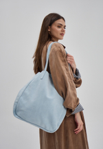 сумка шоппер небесно-голубой замша