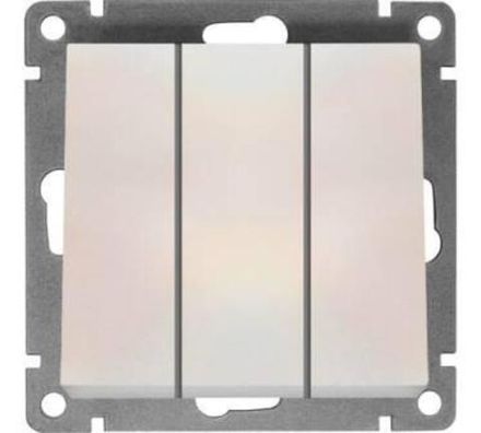 Выключатель трехклавишный "UNIVersal" серия "Афина", с/у, 10А, 220В, жемчуг (еврослот) (HU2331)