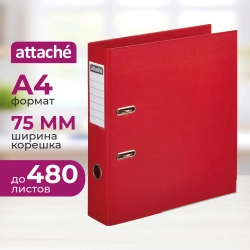 Папка-регистратор Attache 75 мм красная бумвинил с защитным уголком