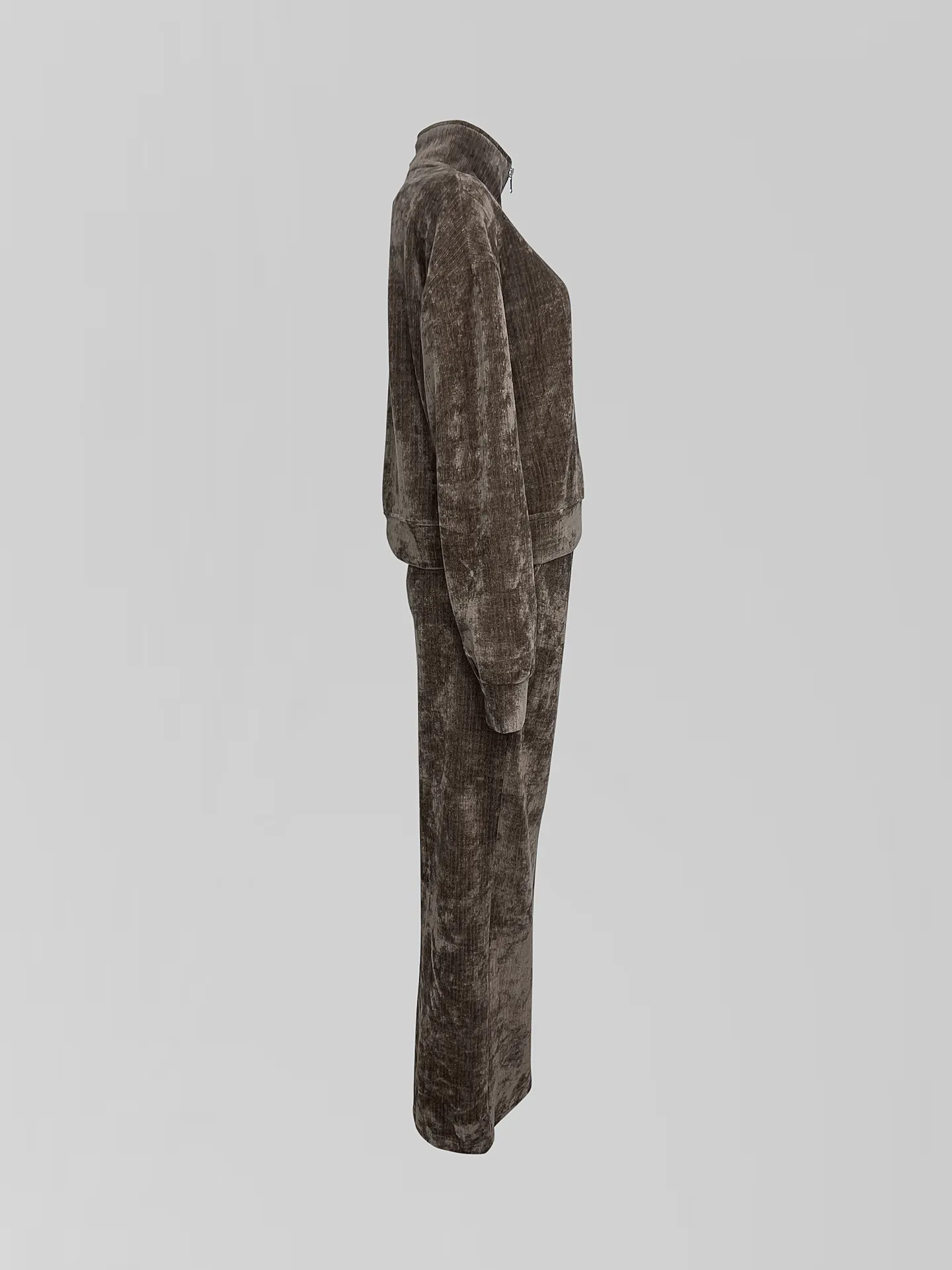 Спортивный костюм Yan Fashion 7118 вельветовый из кофты с капюшоном и широкий брюк