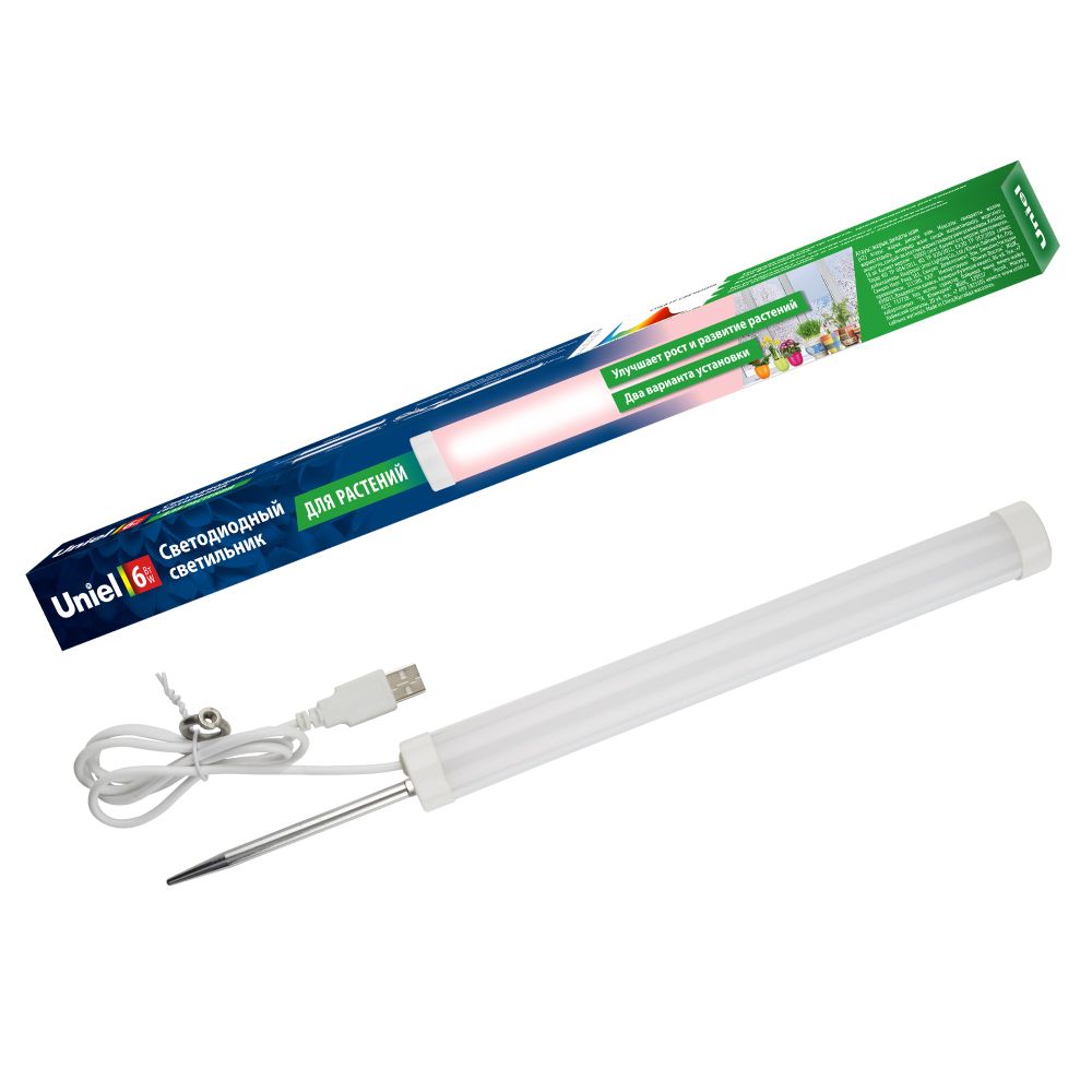 ULT-P39-6W-SPLE IP40 WHITE Светильник для растений светодиодный. высота 320мм. на колышке. Спектр для фотосинтеза. TM Uniel