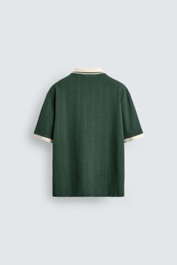 ZARA ПОЛО JACQUARD С ВЫШИВКОЙ, ЗЕЛЕНЫЙ