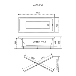 Акриловая ванна Triton (Тритон) Аура 150x70