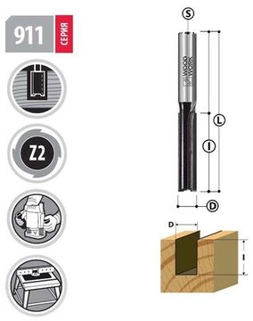 Фреза пазовая 16х19 мм, S-8 мм WOODWORK 911.1619.08