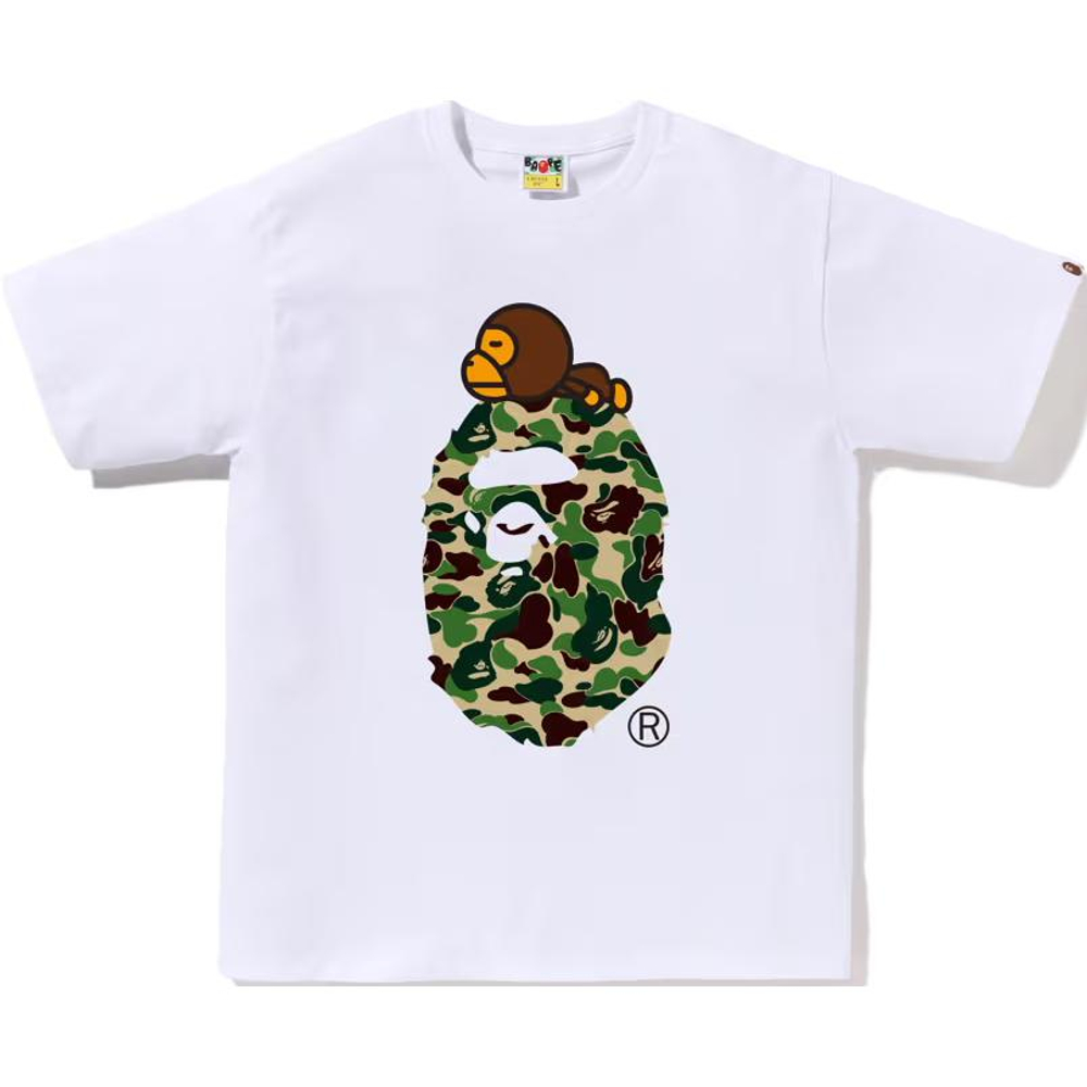 A Bathing Ape Abc Camo Milo On Big Ape Tee белый зеленый