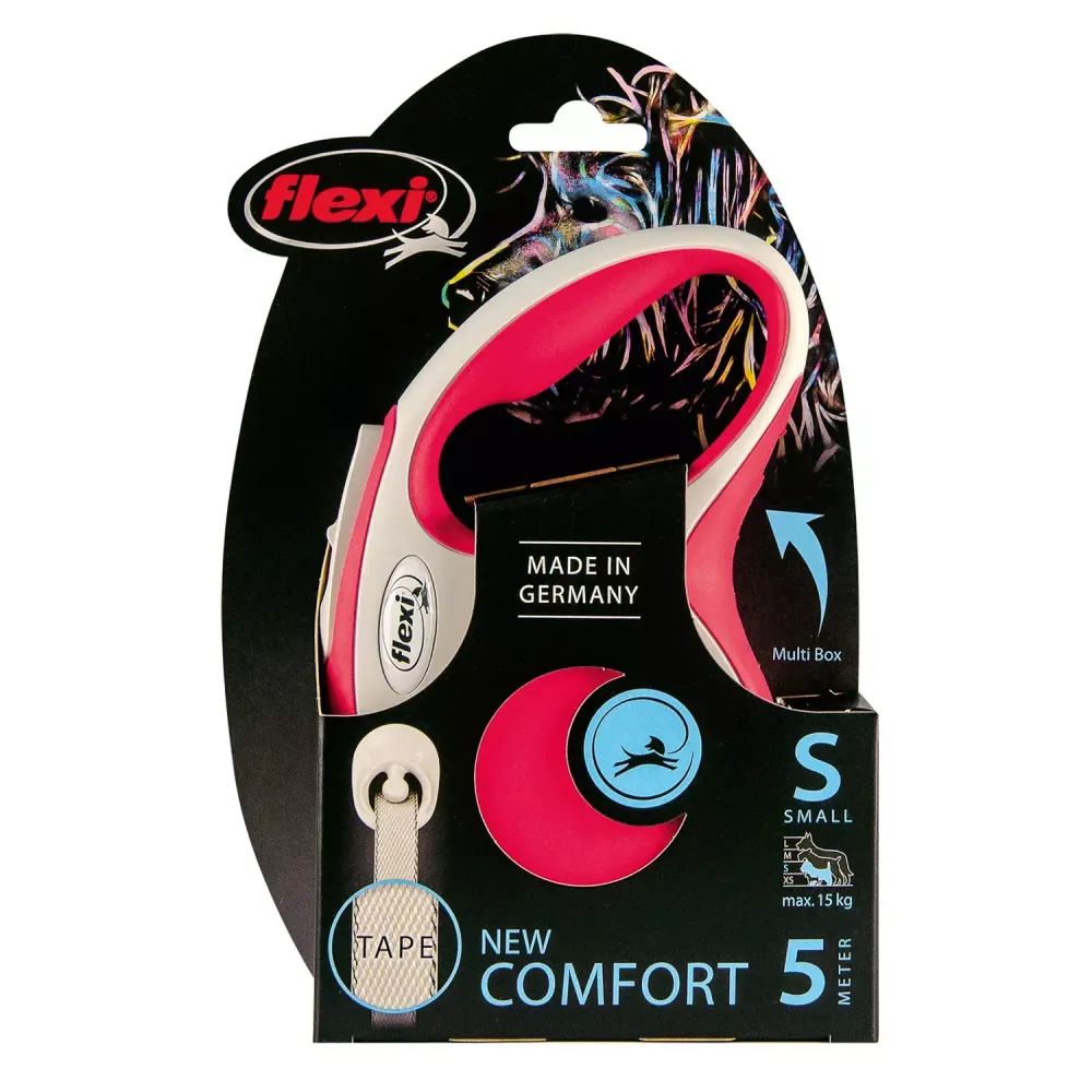 Рулетка flexi NEW LINE Comfort S (до 15 кг) лента 5 м серый/красный