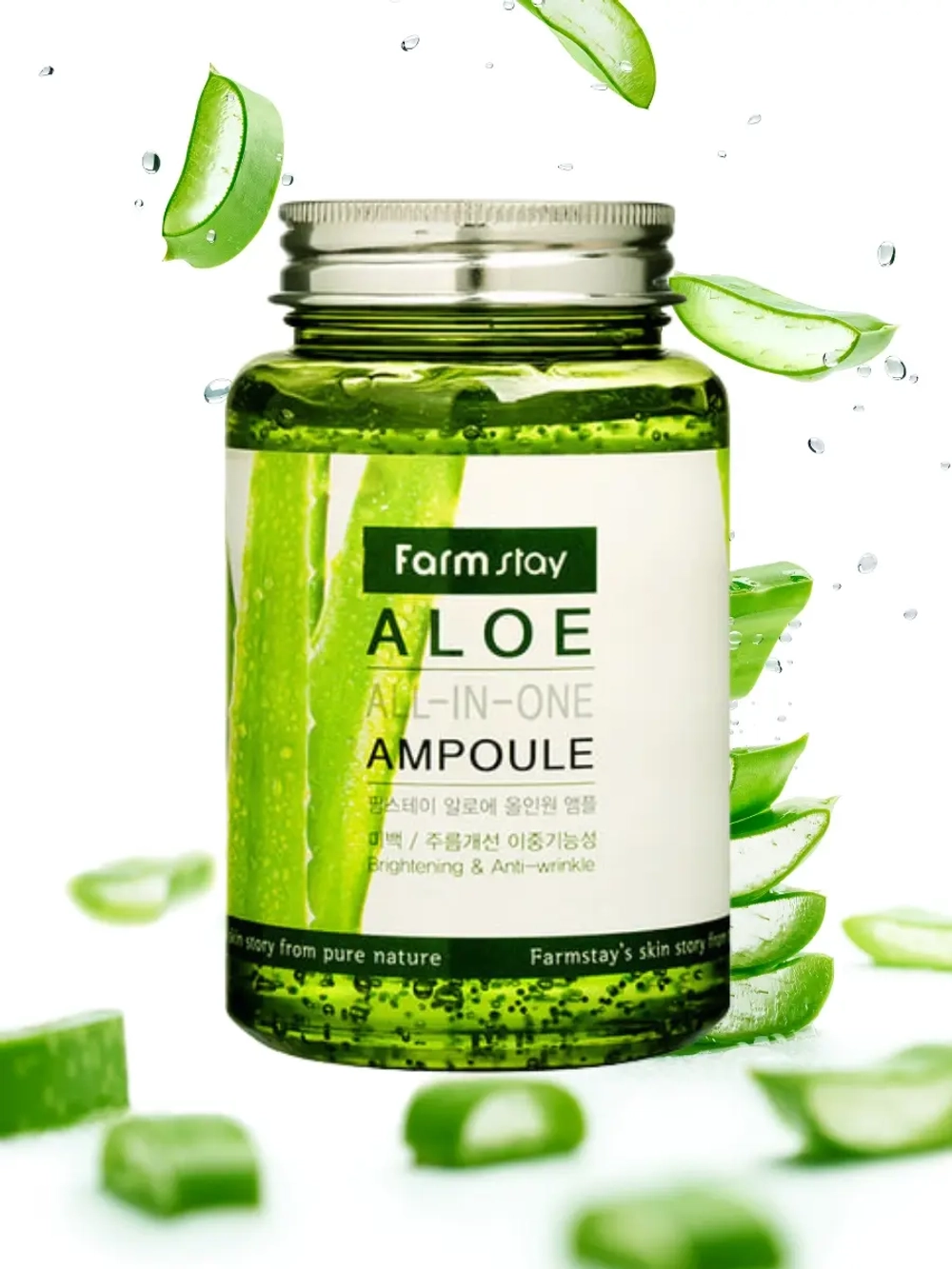 FARMSTAY - СЫВОРОТКА ДЛЯ ЛИЦА АМПУЛЬНАЯ МНОГОФУНКЦИОНАЛЬНАЯ ALL-IN-ONE ALOE AMPOULE С ЭКСТРАКТОМ АЛОЭ, 250 ML
