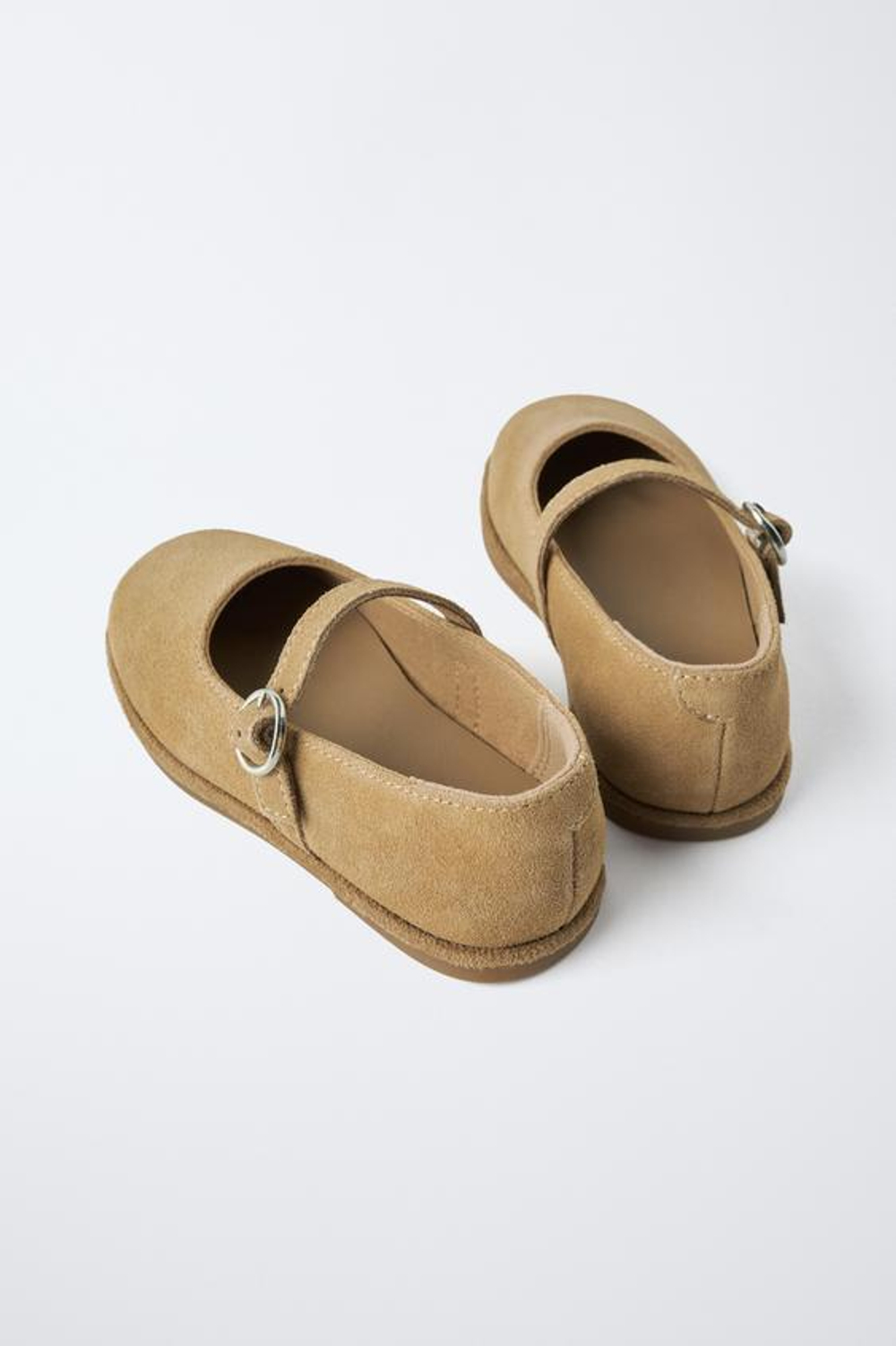 ZARA КОЖАНЫЕ БАЛЕТКИ, ПЕСОЧНО-КОРИЧНЕВЫЙ