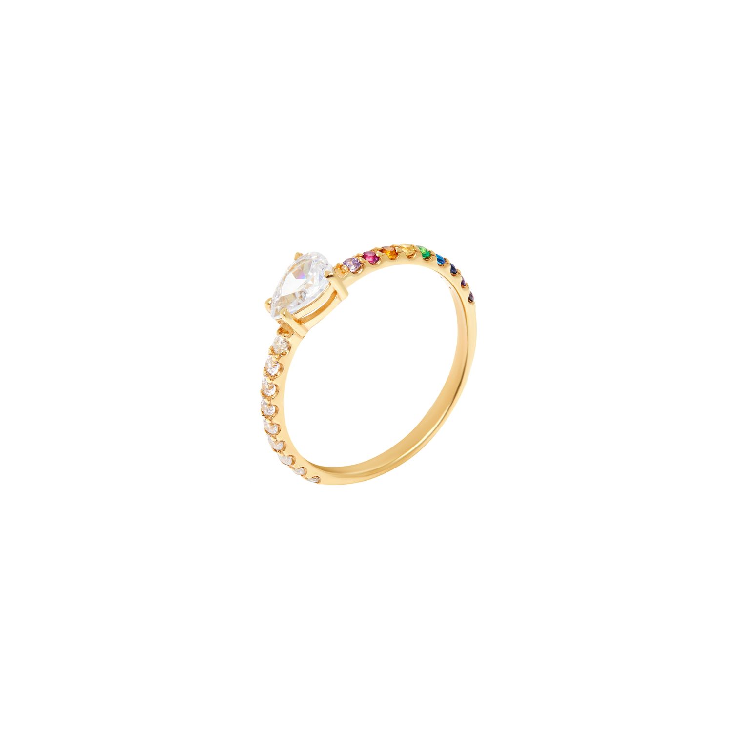 Кольцо Pear Ring – Gold Rainbow