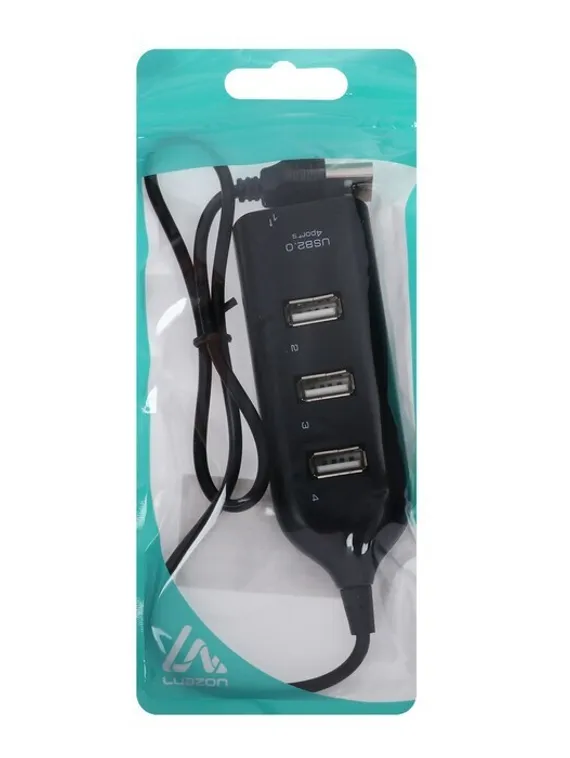 USB-разветвитель (HUB) LuazON HGH-63009, на 4 порта, МИКС
