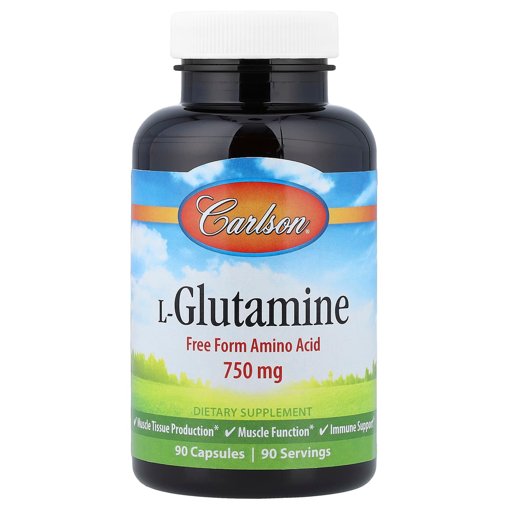 Carlson, L-глютамин, 750 мг, 90 капсул