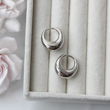 Швензы гладкие 19*7 мм с французским замком, родий, Ш112