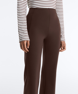 OYSHO Расклешенные брюки с высокой посадкой и эффектом неопрена, коричневый
