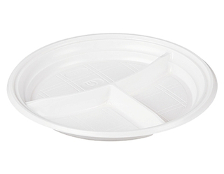 Тарелка Д-205 3-х секц.белая  ПС 1/100шт. ПолиЭР