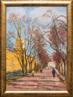 Картина маслом Мартовский день в Александровском саду Белых