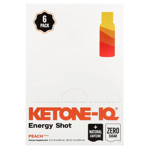 Ketone-IQ, Energy Shot, персик, 6 флаконов по 59 мл (2 жидк. унции)