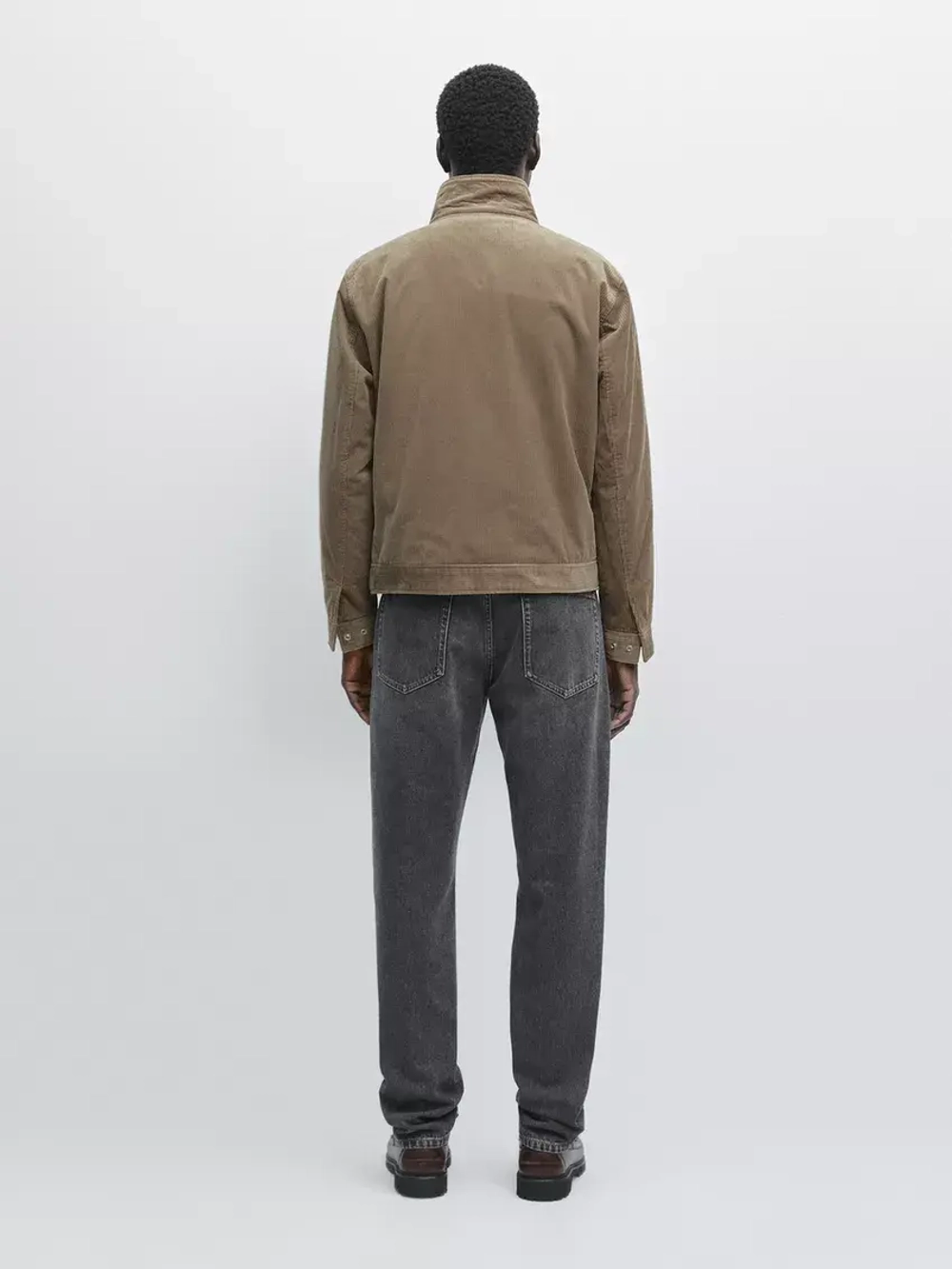 Massimo Dutti Вельветовая куртка с высоким воротником, бежевый