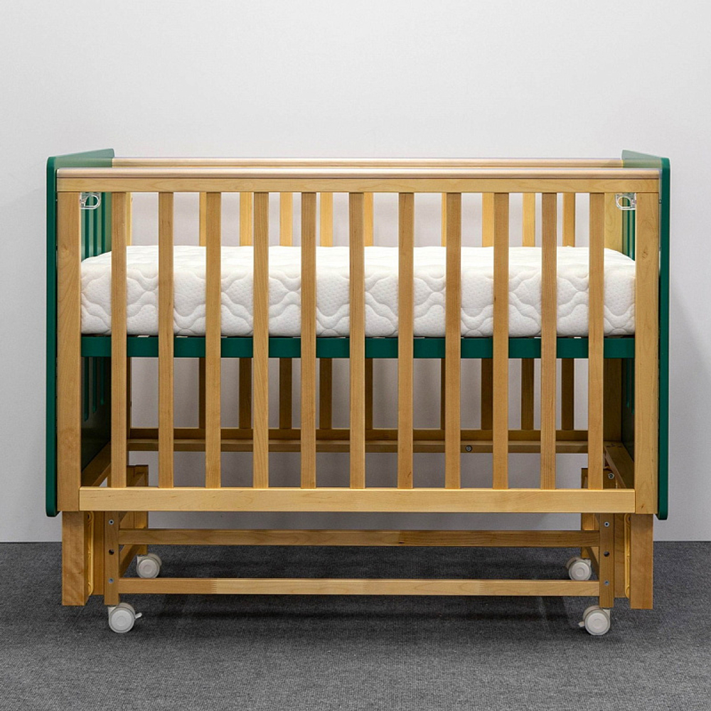 Кровать Antemi Mari 120х60 с маятником Ник 14 3/д Зеленый/дерево + НиК 15 д Дерево