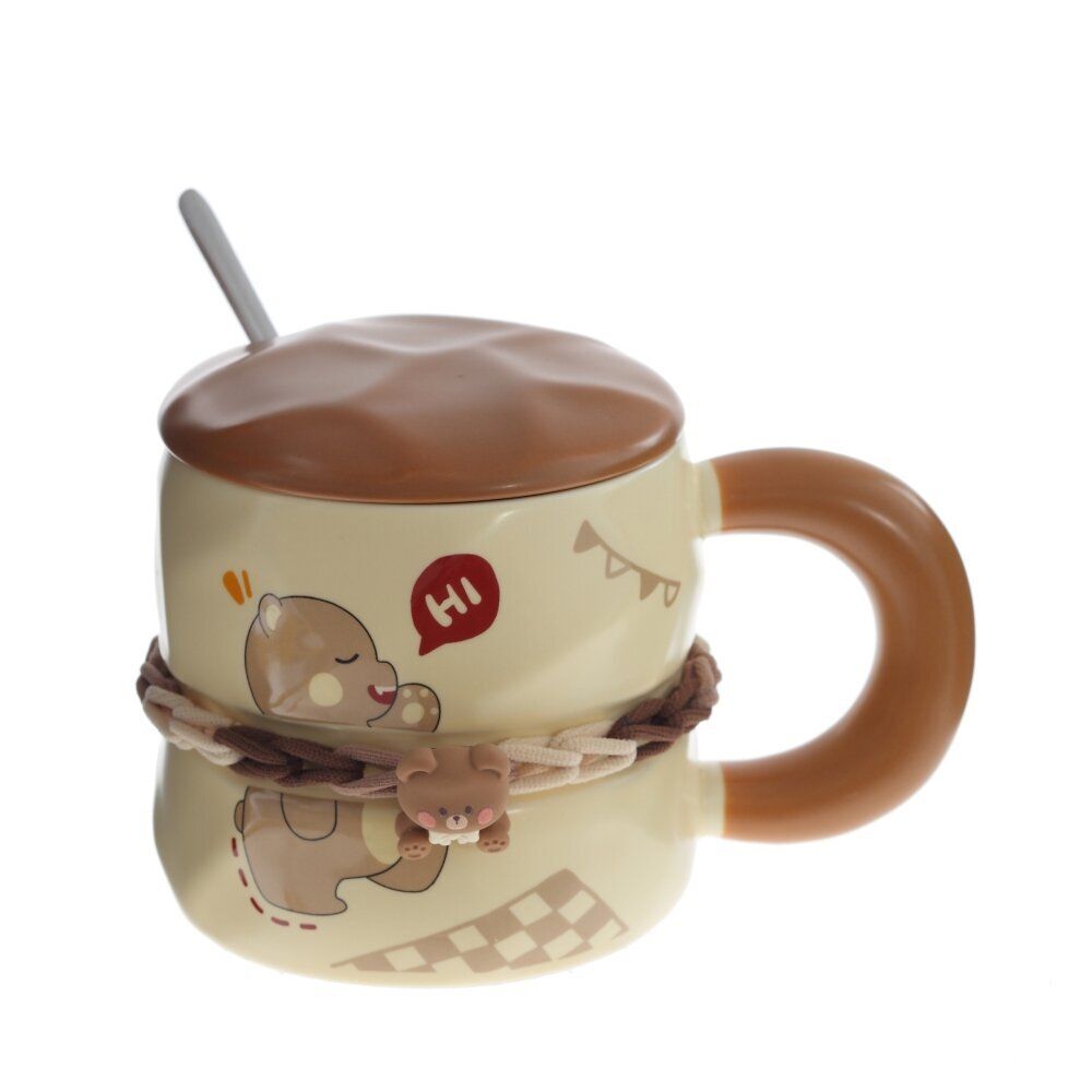 GAEM Кружка с крышкой и ложкой, 300 мл, L15 W9 H10 см, 4в.