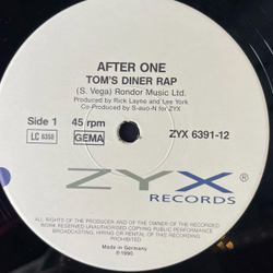 Винтажная виниловая пластинка LP After One Tom's Diner Rap (Germany 1990) Maxi Single 45 RPM