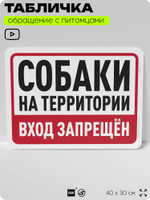 Табличка "На территории есть собаки, вход запрещен" на дверь и забор, для двора, дома, подъезда, 40х30 см, Silver Plane x Айдентика Технолоджи