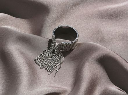 Кольцо Вечернее с цепями "Шарики"