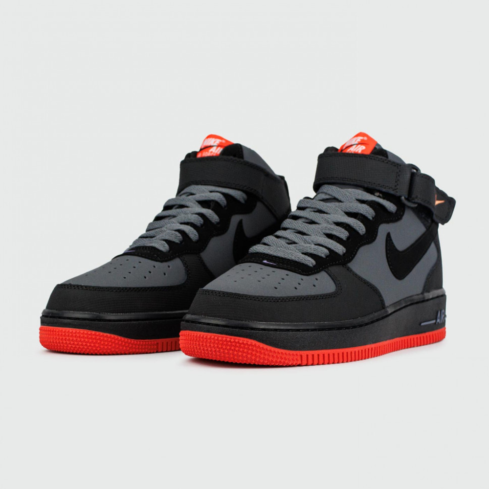 кроссовки Nike Air Force 1 Mid Grey / Red Ftwr.