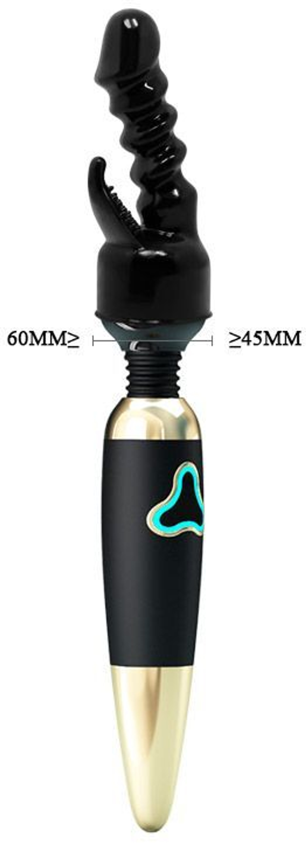 Чёрная насадка на вибромассажёр для клиторально-вагинального массажа (Цвет: черный)